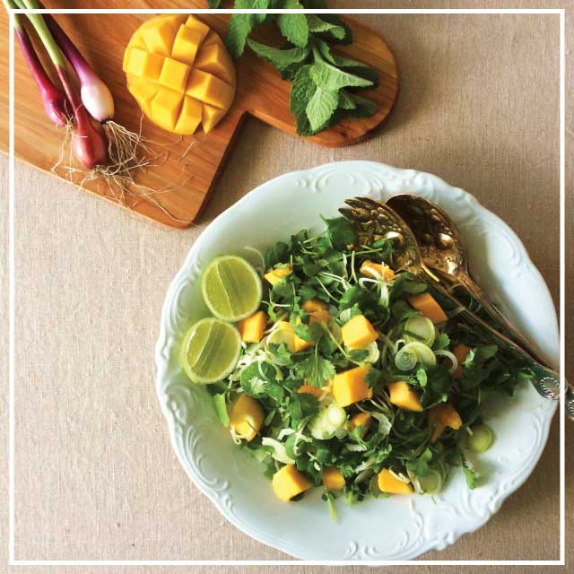 Bowl of freshly made mango salad